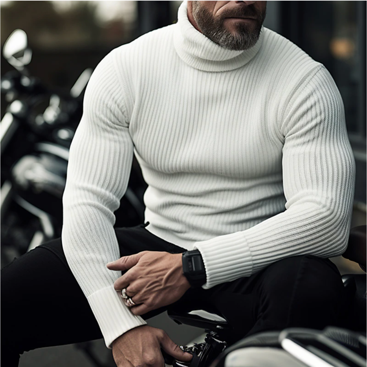 Matthew - High quality ribbed turtleneck jumper with a bold style