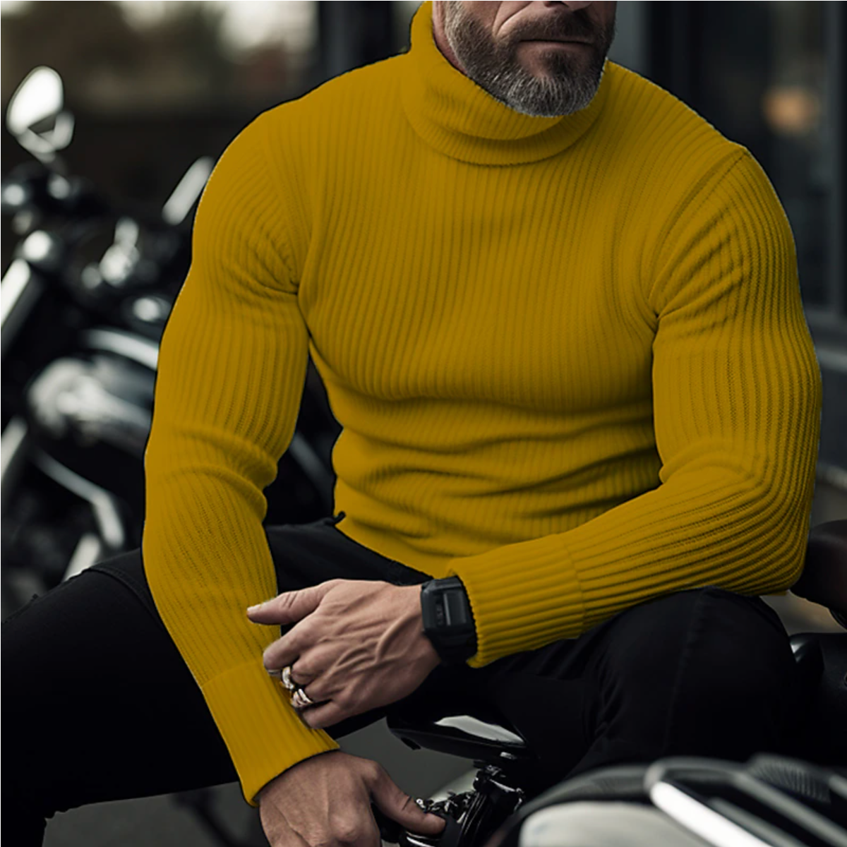 Matthew - High quality ribbed turtleneck jumper with a bold style