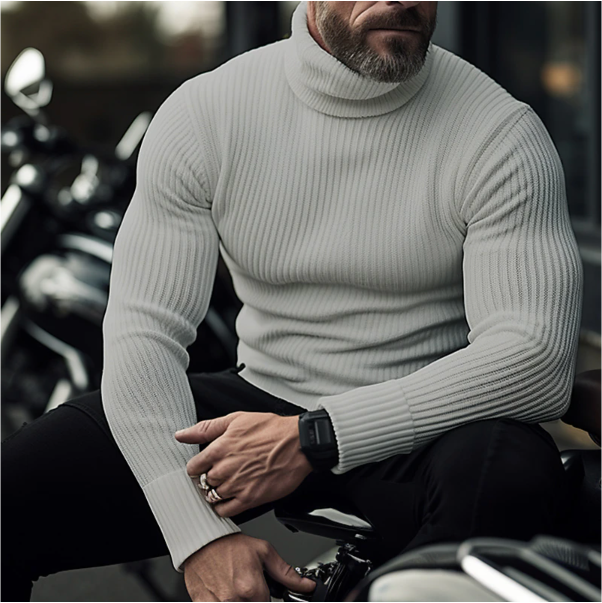 Matthew - High quality ribbed turtleneck jumper with a bold style