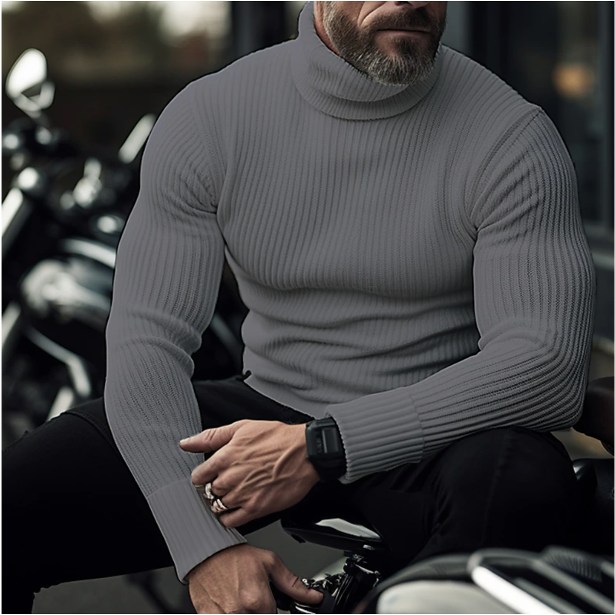 Matthew - High quality ribbed turtleneck jumper with a bold style