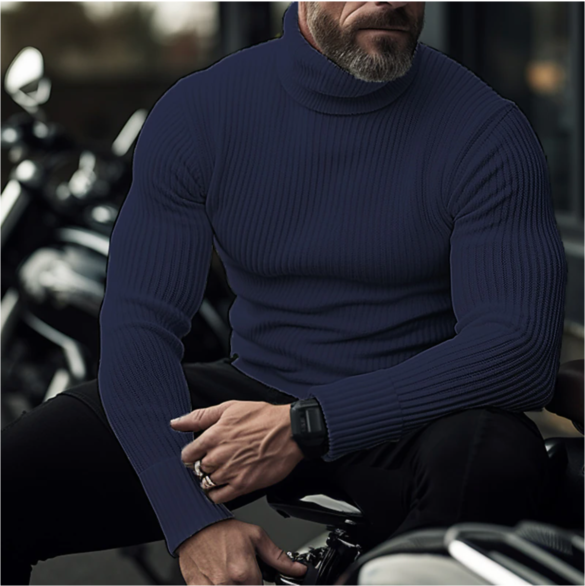 Matthew - High quality ribbed turtleneck jumper with a bold style