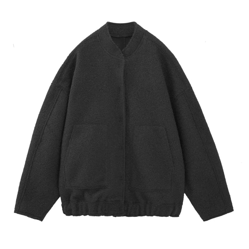 Mary - Oversized Coat with Round Neck and Buttons