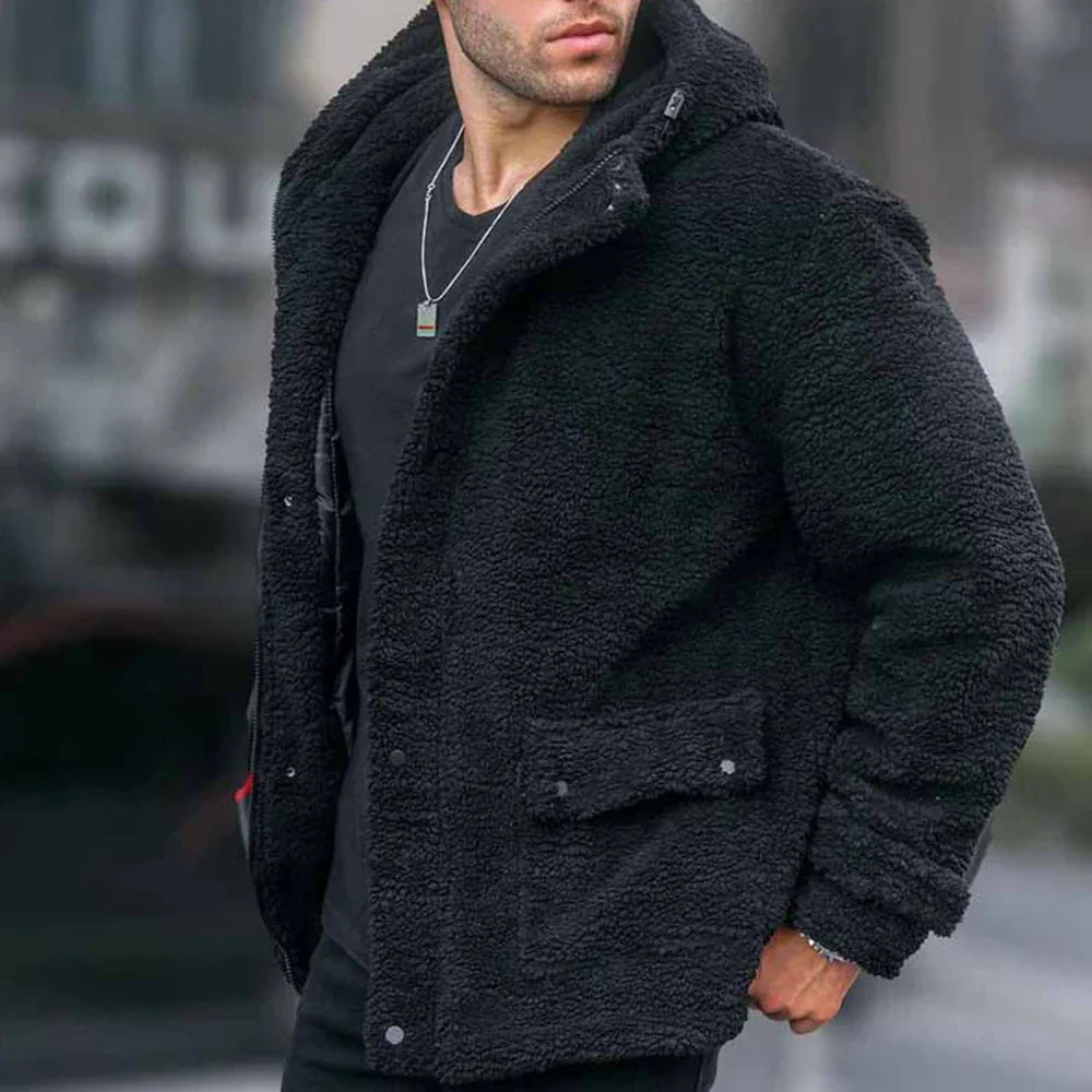 Cameryn - Men's Comfortable Faux Fur Hooded Jacket