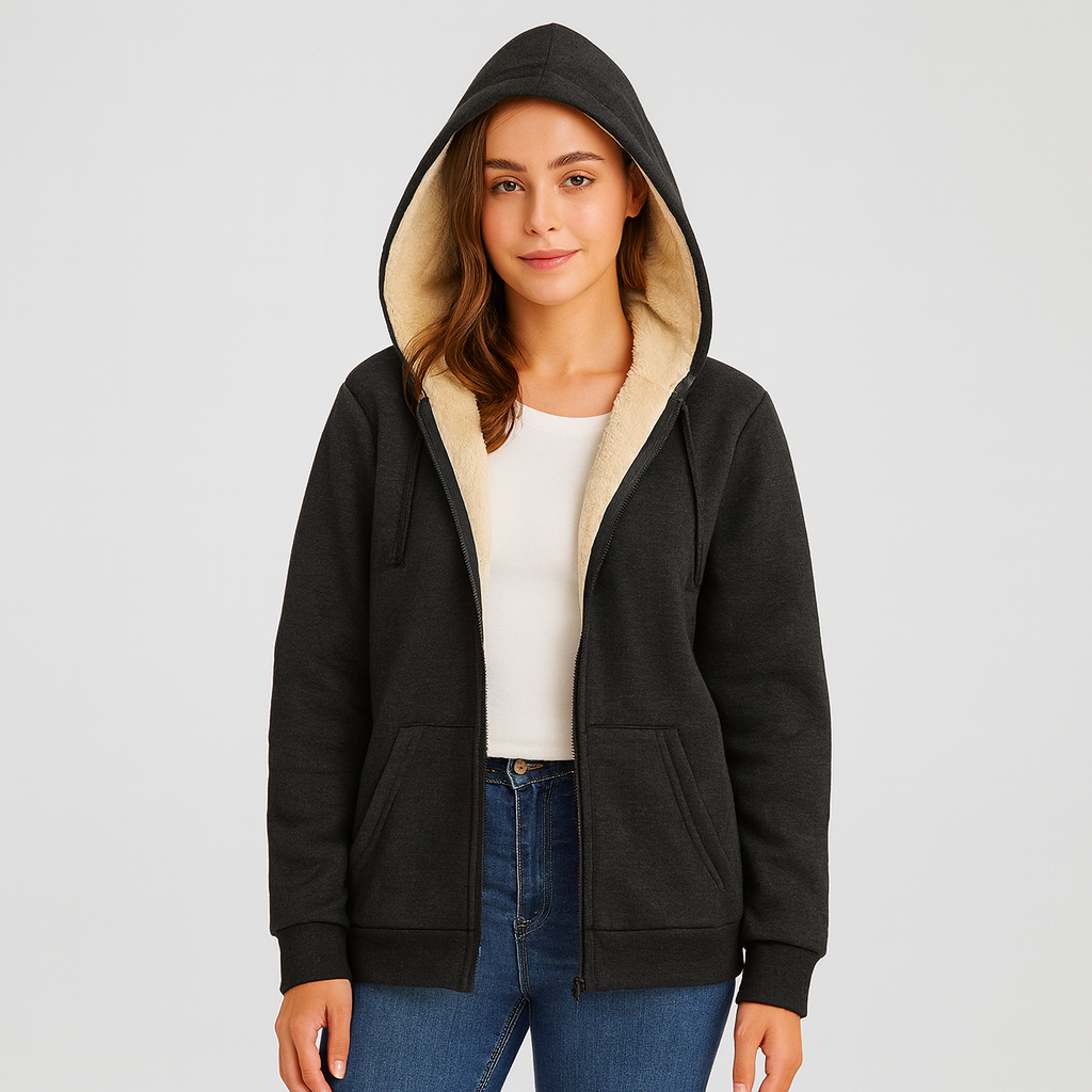 Women’s Hoodie With Full-Length Zip And Fixed Hood
