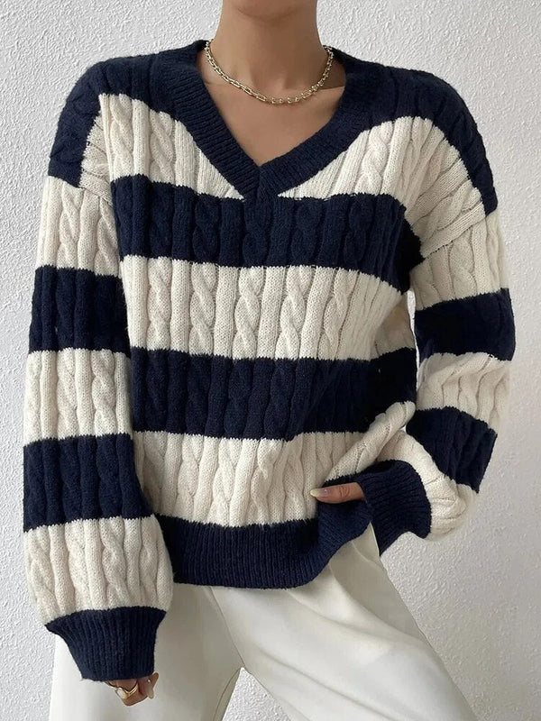 Sarina - Women's V-neck Sweater with Twisted Design