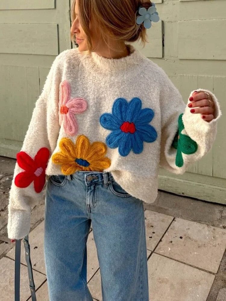 Women’s Sweater with Floral Design