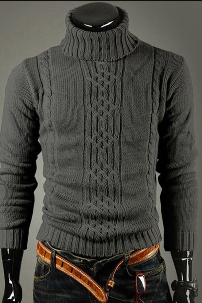 Jaimey - Men's Roll Neck Jumper with High Collar