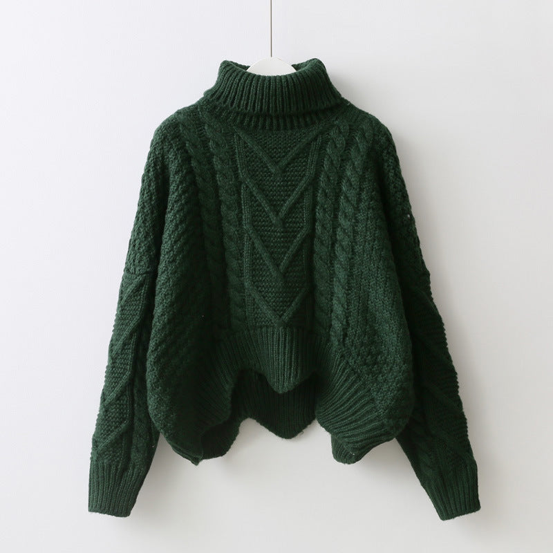 Thick Twist Knit Turtleneck Sweater