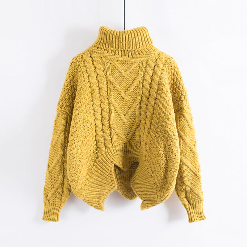 Thick Twist Knit Turtleneck Sweater
