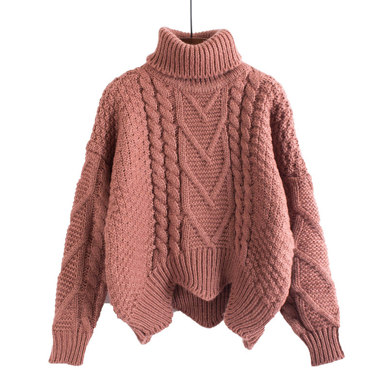 Thick Twist Knit Turtleneck Sweater