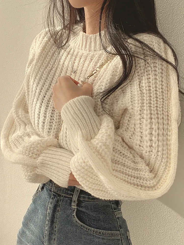 Vintage Harajuku Lantern Sleeve Sweater for Women