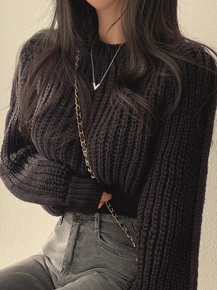 Vintage Harajuku Lantern Sleeve Sweater for Women
