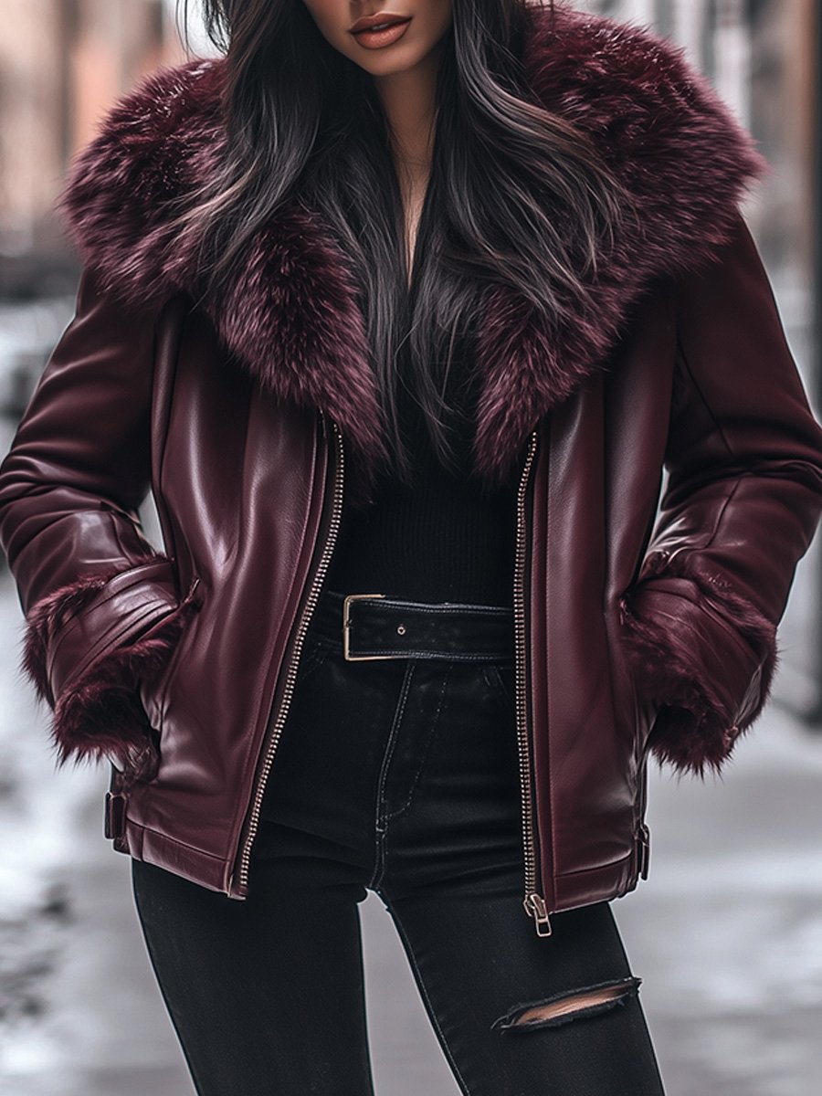 Women’s Jacket With Zip Front And Vintage Collar