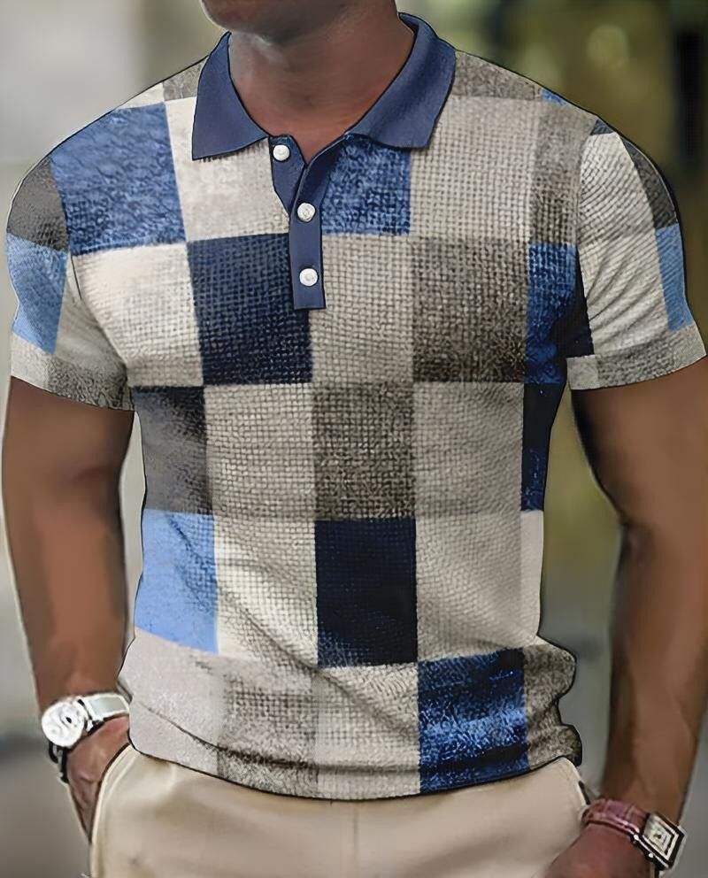 Zane - Geometric Patchwork Polo Shirt for Men