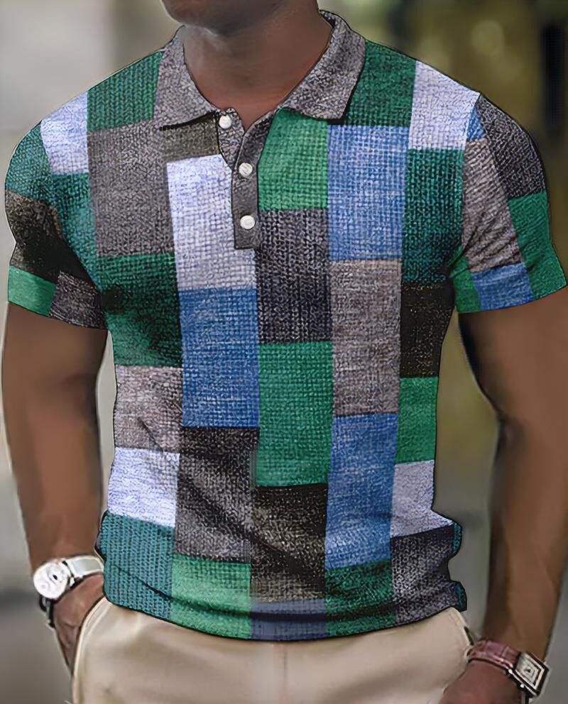 Zane - Geometric Patchwork Polo Shirt for Men