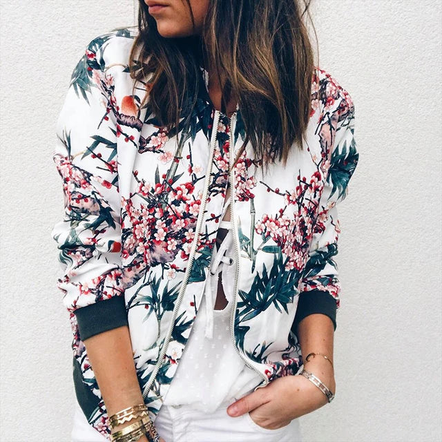 Claire - Chic and Trendy Floral Bomber Jacket