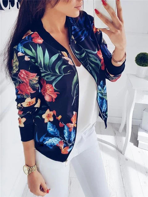 Claire - Chic and Trendy Floral Bomber Jacket