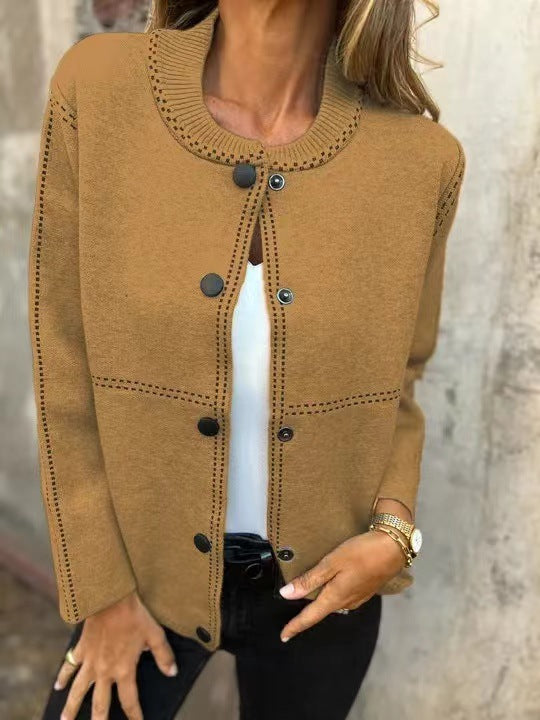 Women’s Loose Fit Knit Cardigan With Round Neckline