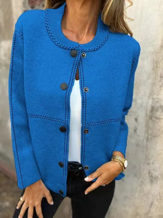 Women’s Loose Fit Knit Cardigan With Round Neckline