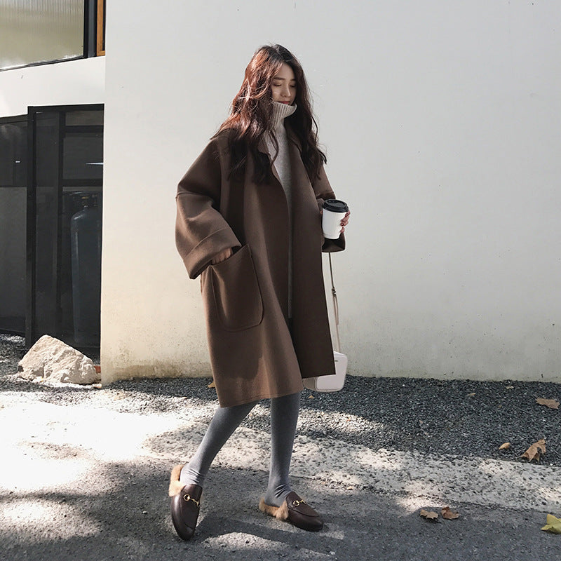 Women’s Oversized Open Front Coat With Pockets