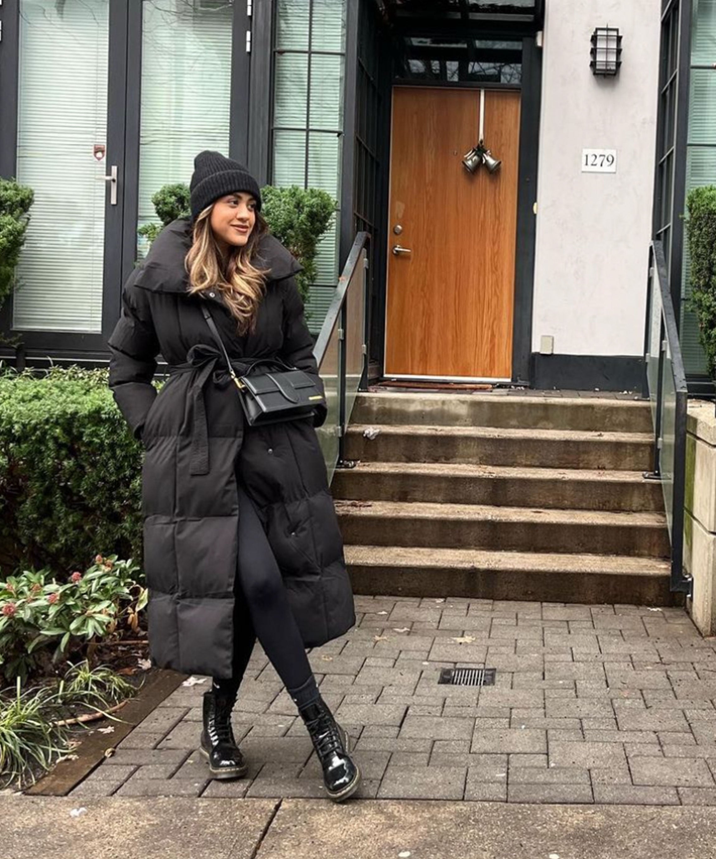 Women’s Oversized Parka with Belt in Black