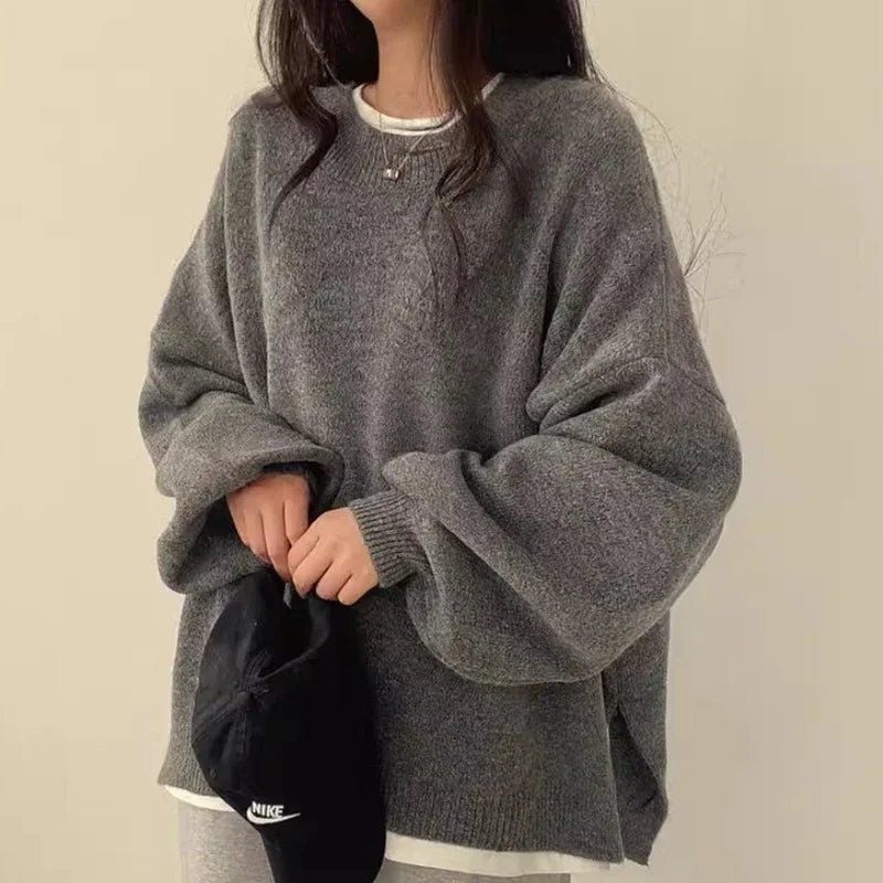 Women’s Oversized Knit Pullover With Ribbed Trim
