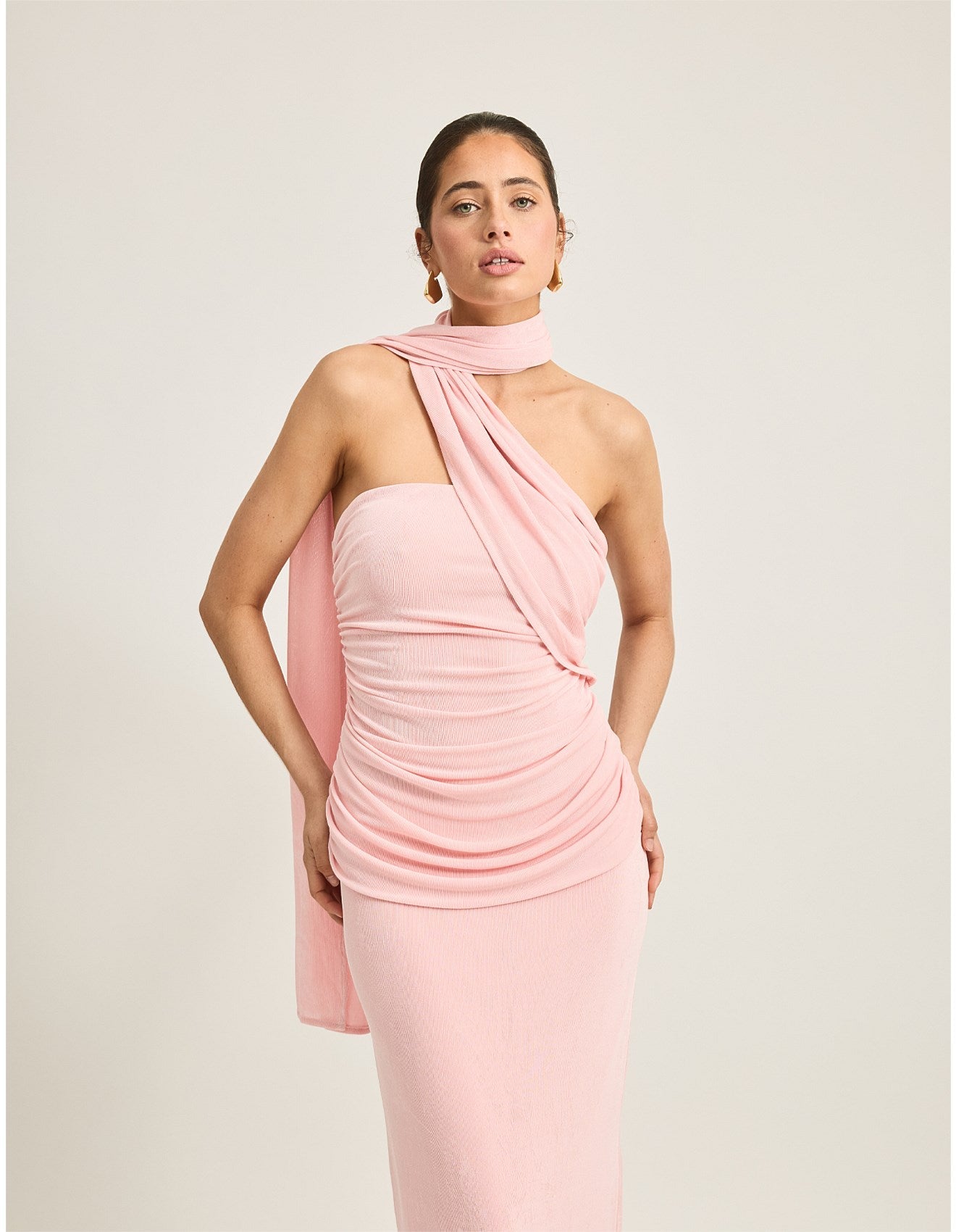 Women’s Strapless Maxi Dress with Wrap Scarf