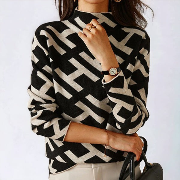 Women’s Long Sleeve Geometric Knit Top