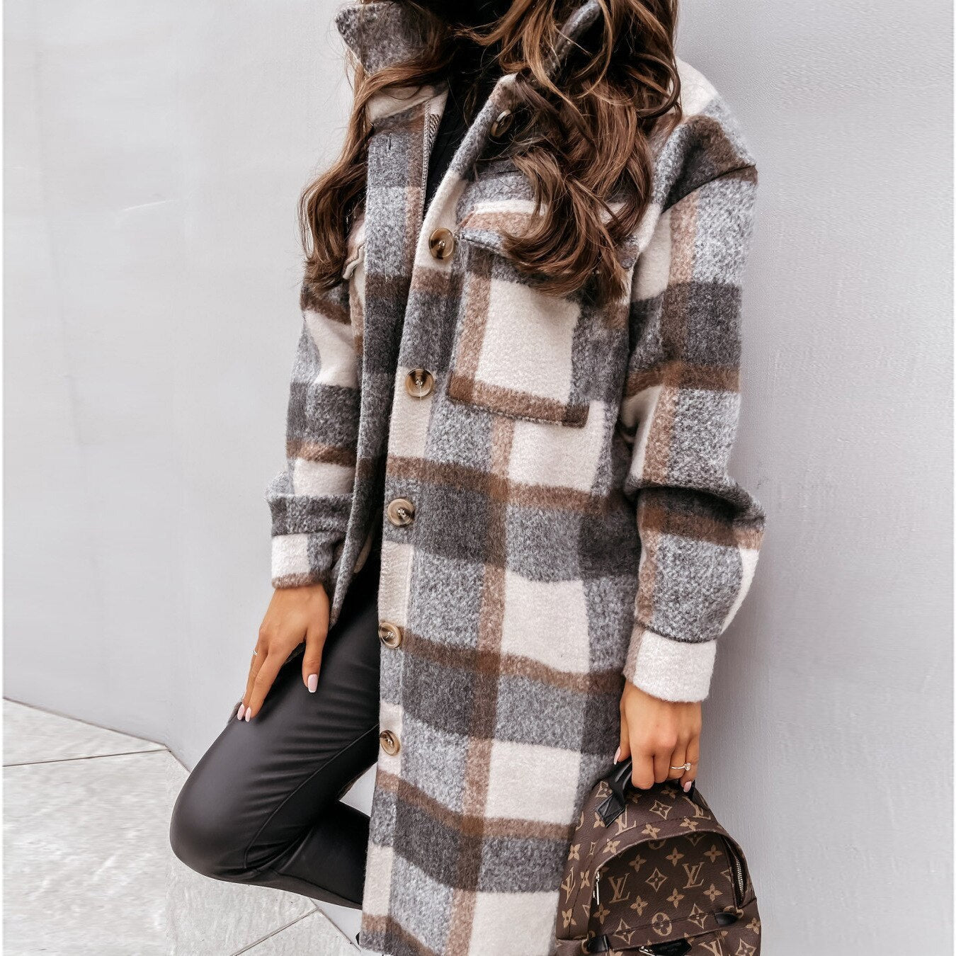 Women’s Long Plaid Coat