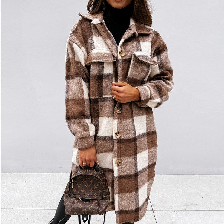 Women’s Long Plaid Coat