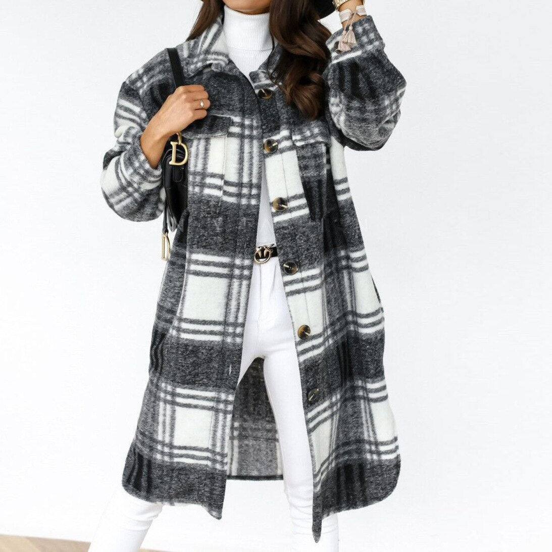 Women’s Long Plaid Coat