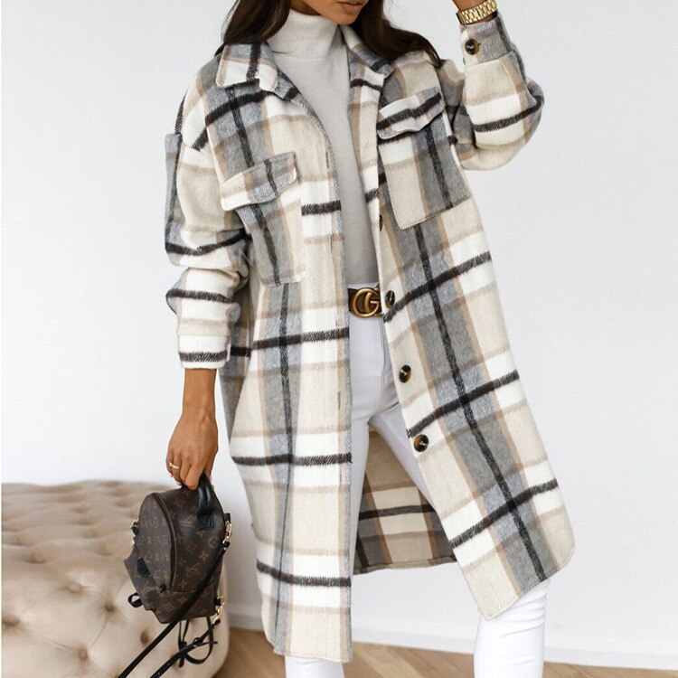 Women’s Long Plaid Coat