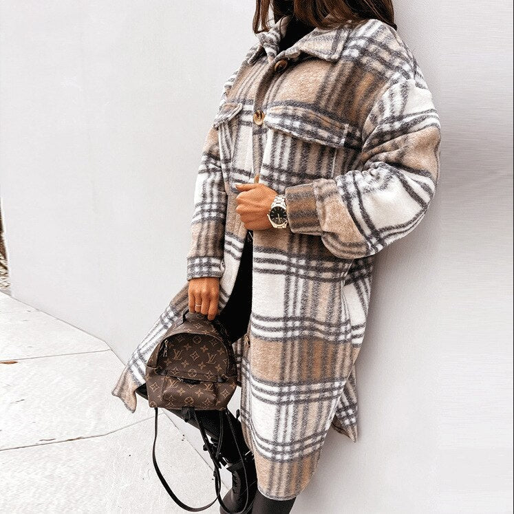 Women’s Long Plaid Coat
