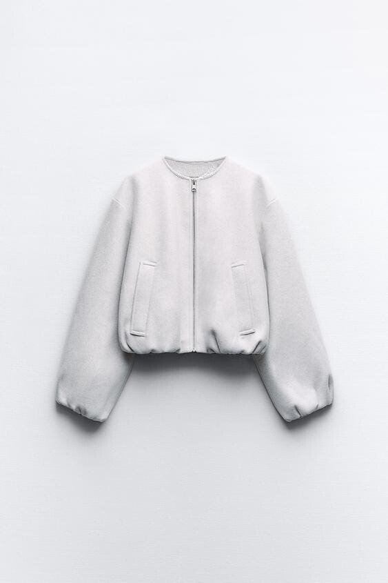 Women’s Bomber Jacket with Gathered Sleeves