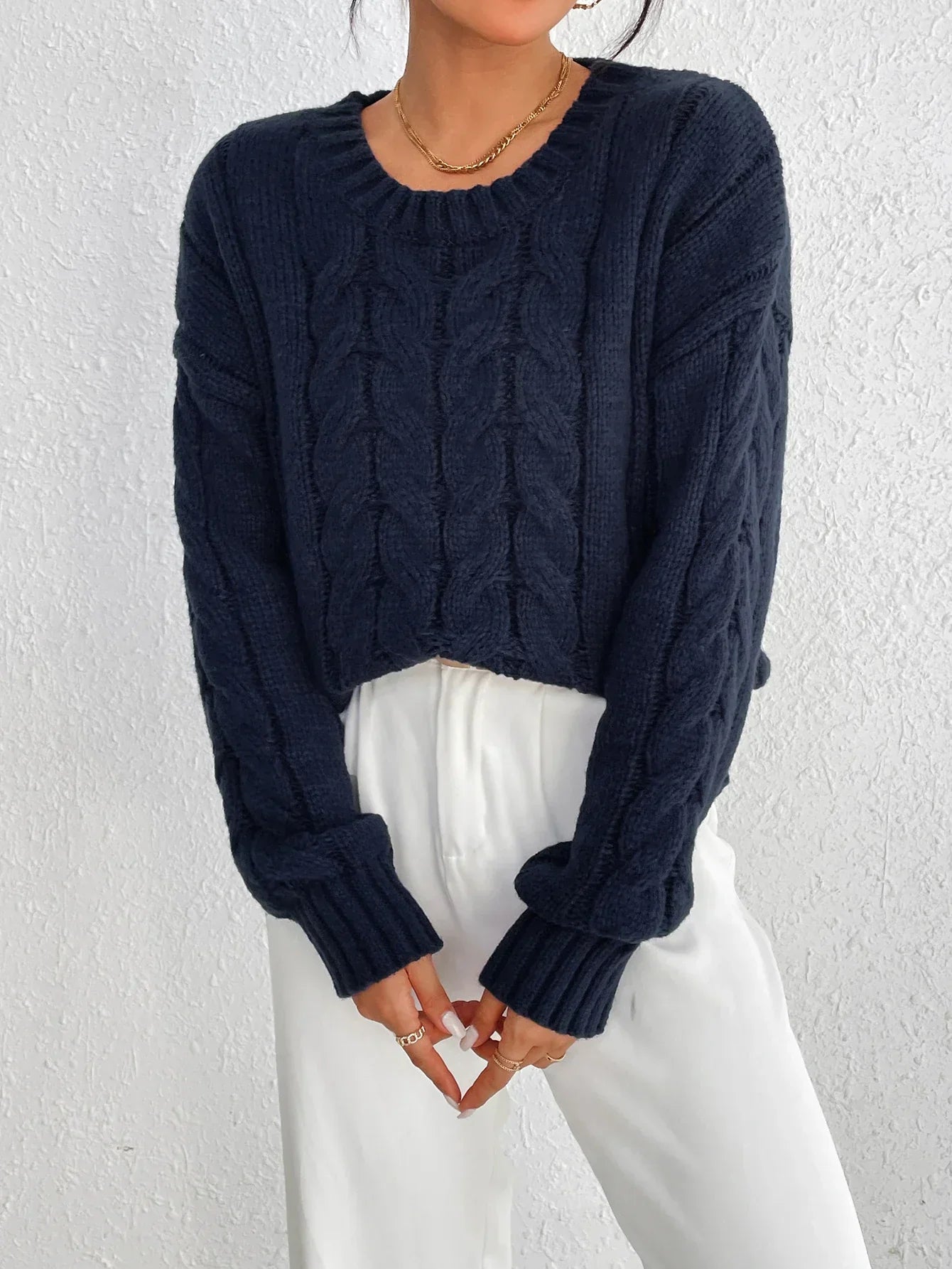 Women’s Cable Knit Loose Pullover Sweater