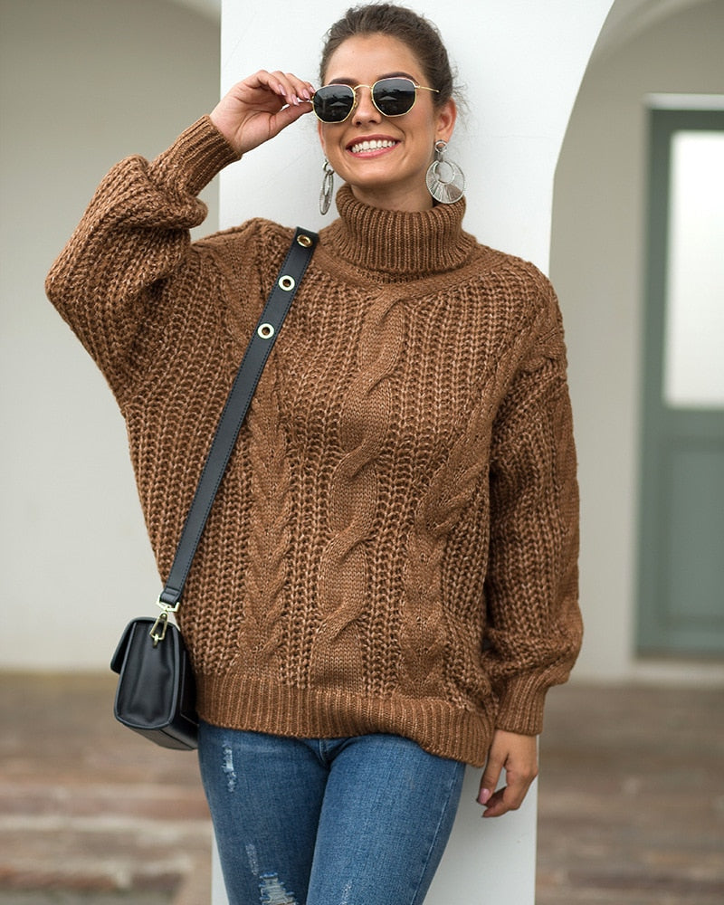 Women's Cable Knit Turtleneck Sweater