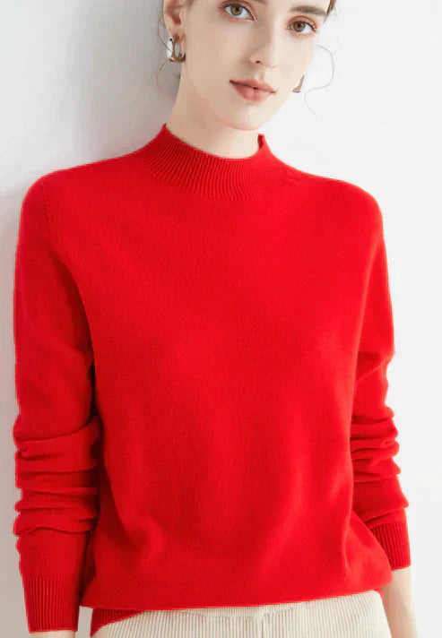 Women’s Crew Neck Sweater with Ribbed Hem