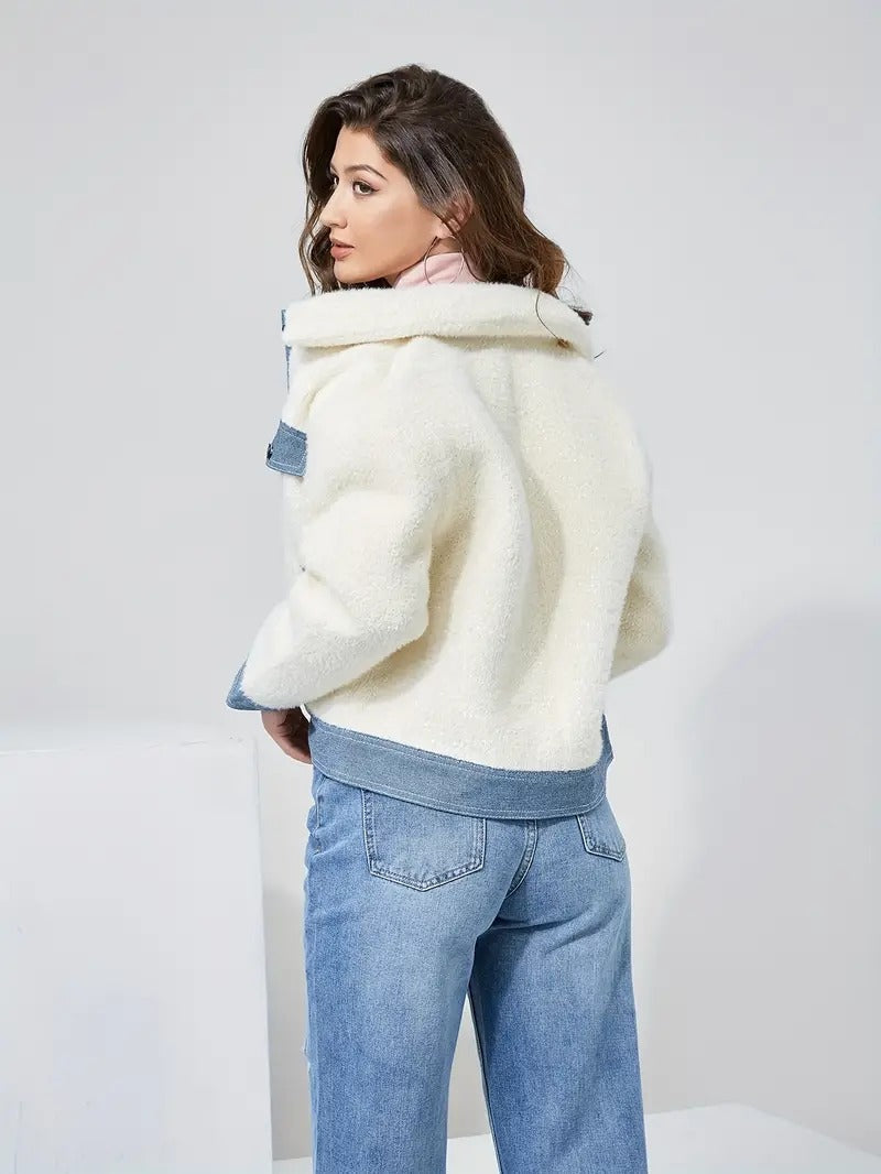 Women’s Denim Jacket With Patchwork Detailing