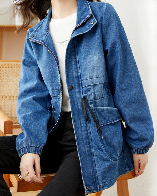 Women’s Denim Jacket with Button Front and Structured Cut