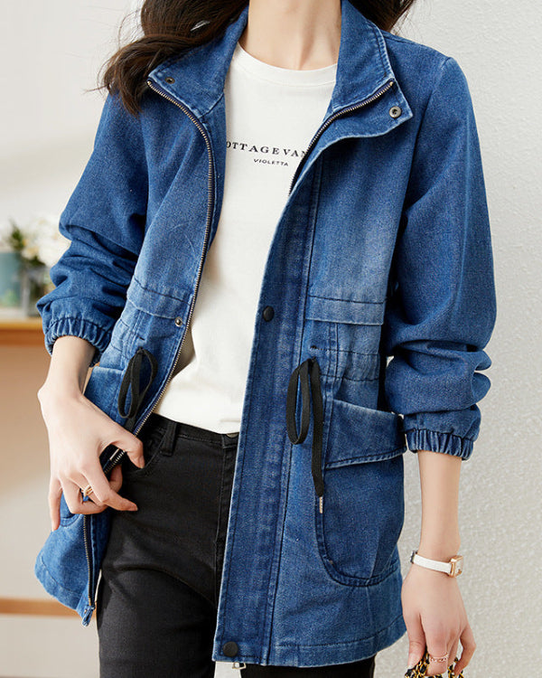 Women’s Denim Jacket with Button Front and Structured Cut