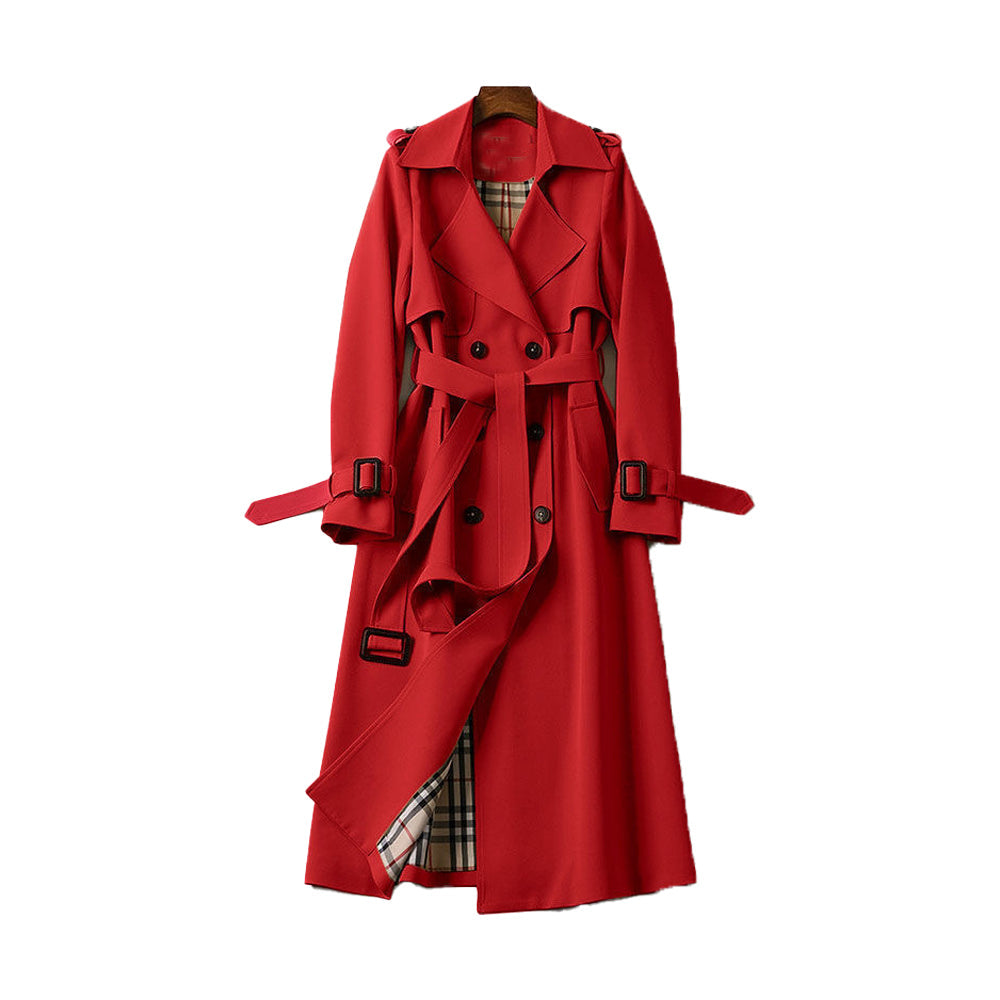 Women’s Double Button Trench Coat Classic Outerwear