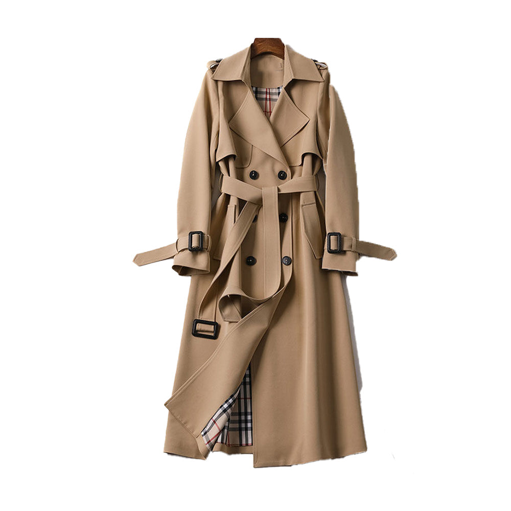 Women’s Double Button Trench Coat Classic Outerwear