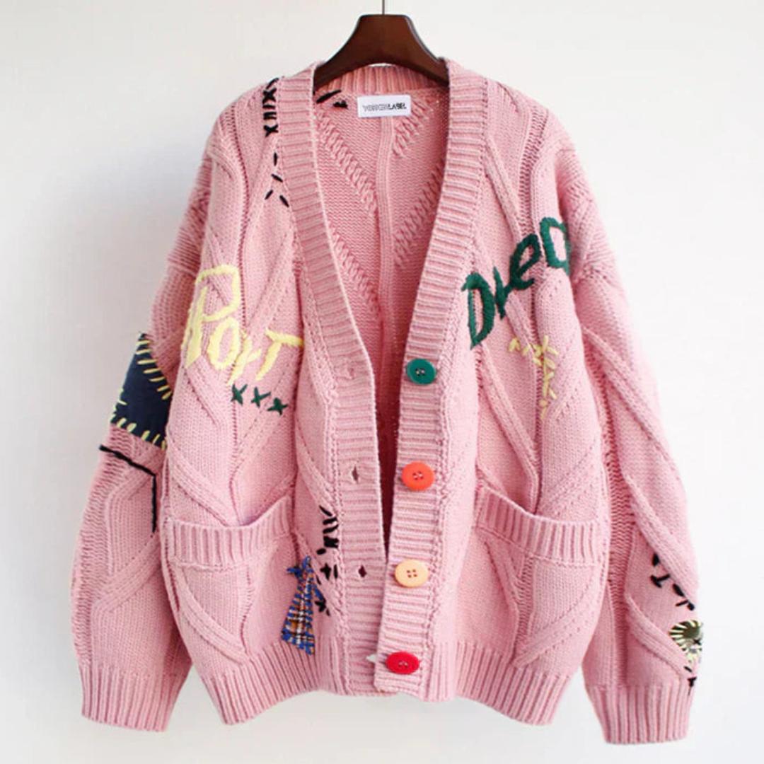 Women’s Embroidered Knitted Cardigan Sweater