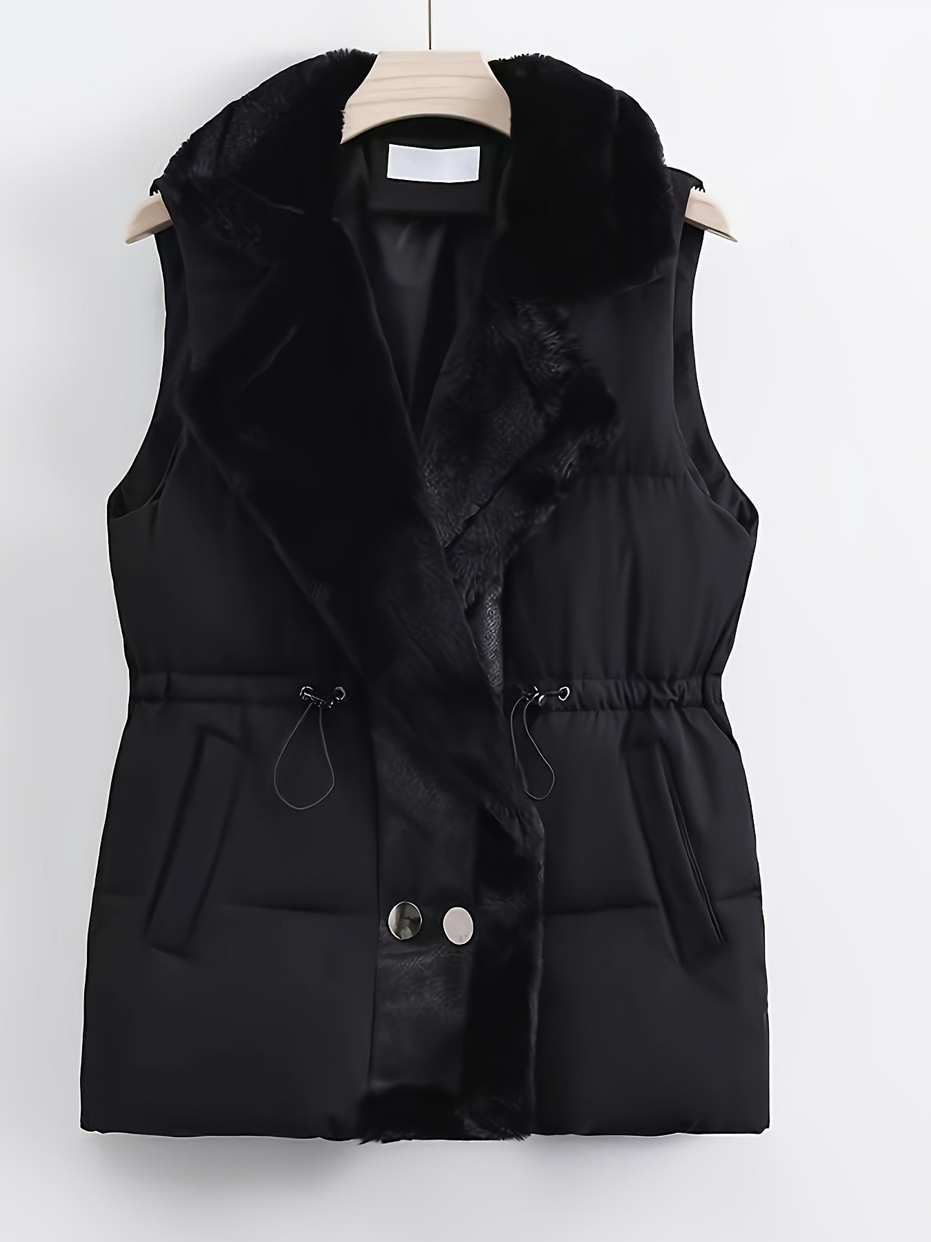 Women’s Faux-Fur Trim Winter Vest with Drawstring Waist