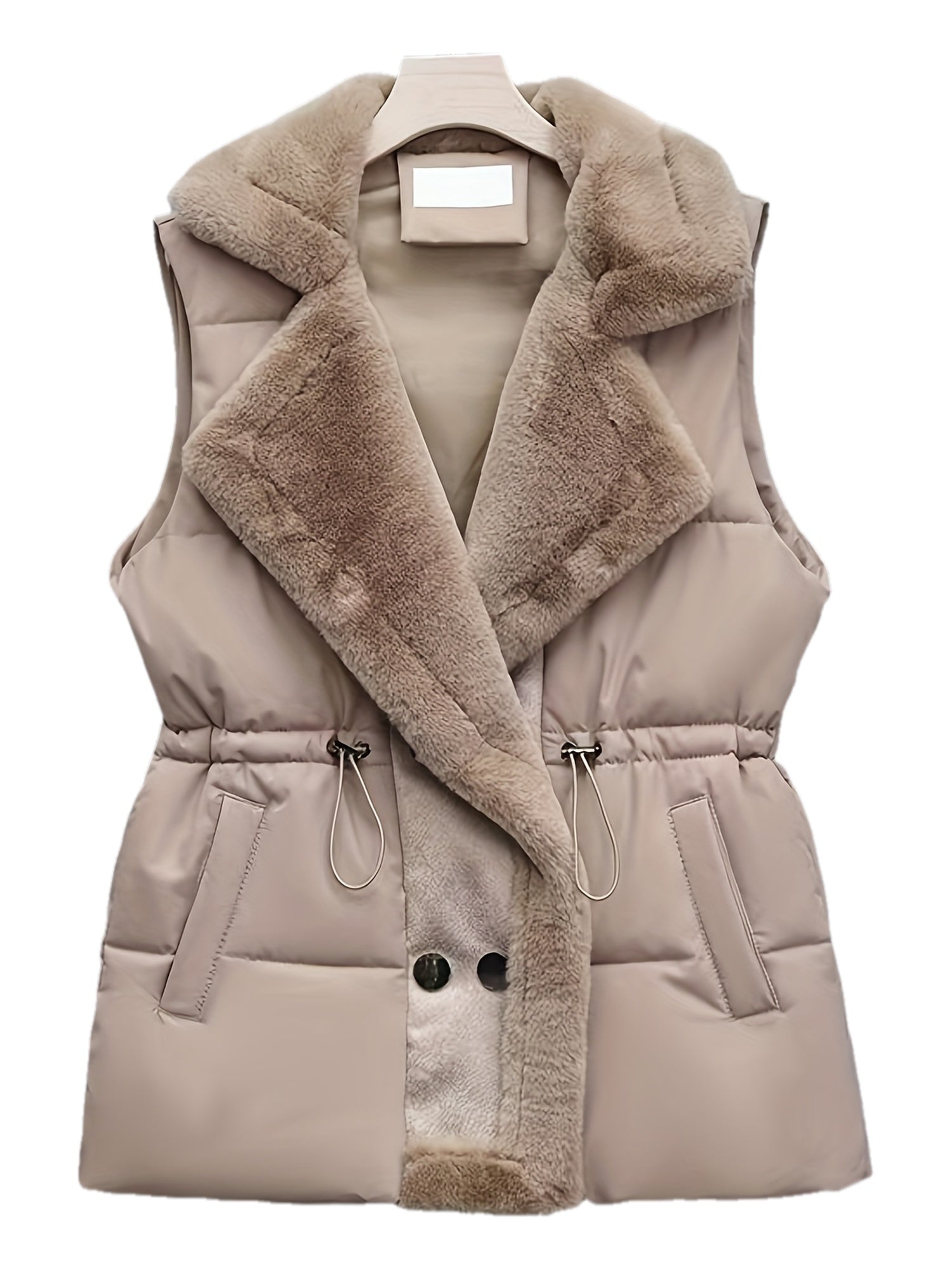 Women’s Faux-Fur Trim Winter Vest with Drawstring Waist