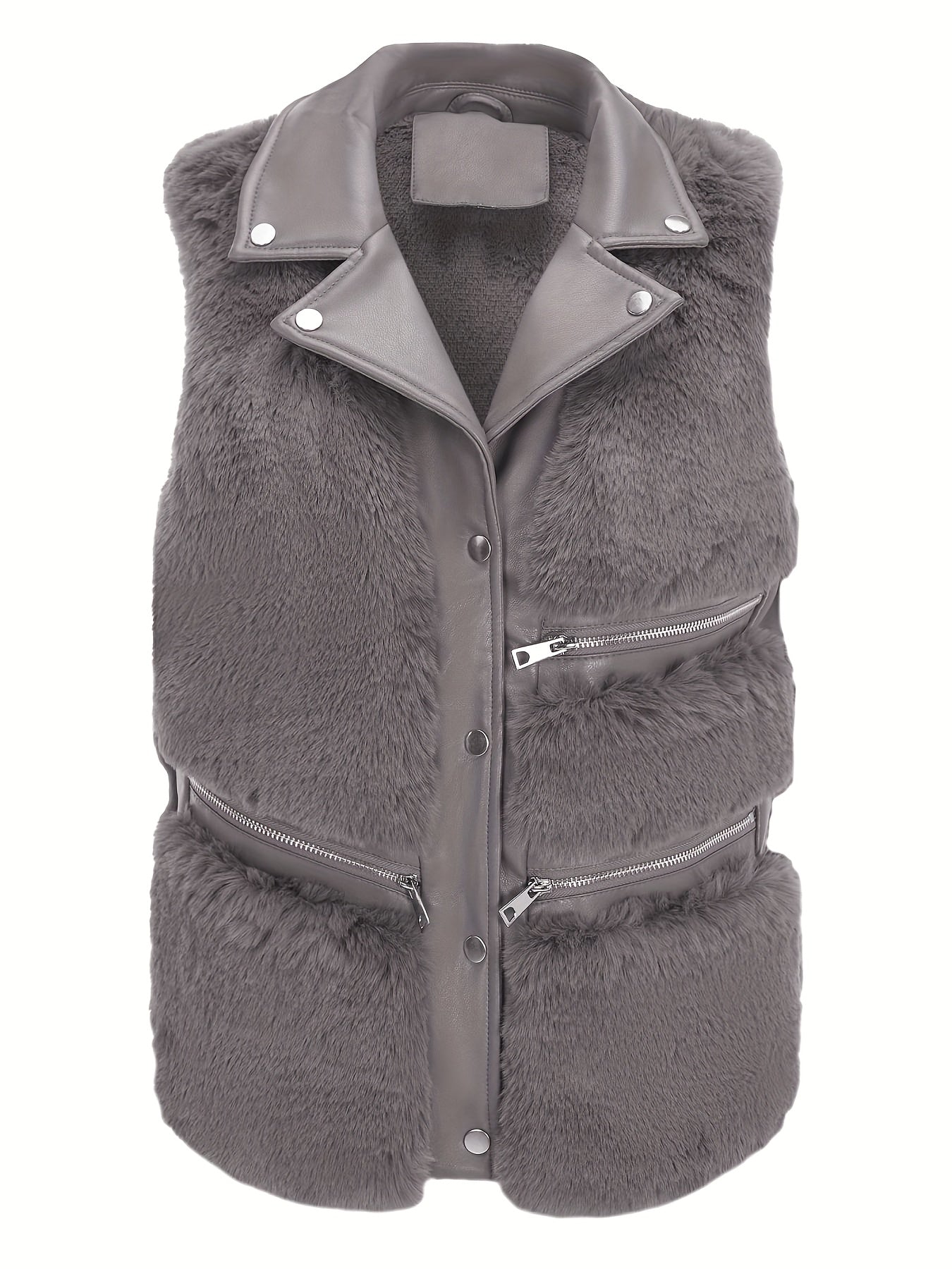 Women’s Faux-Fur Zip Vest with Structured Collar