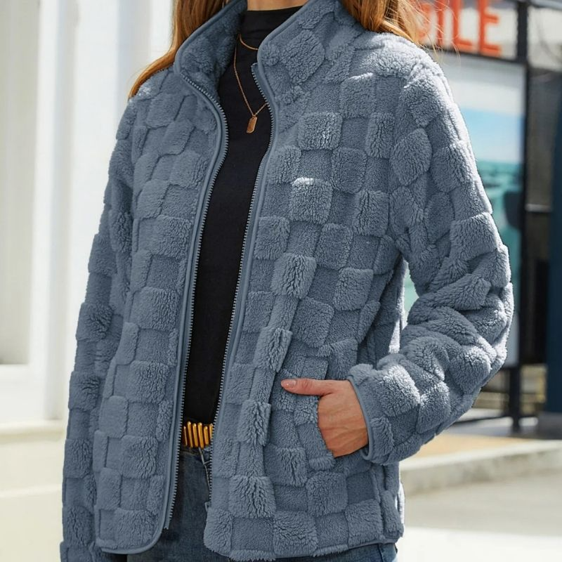 Women’s Fleece Jacket With Textured Zip Front And Side Pockets