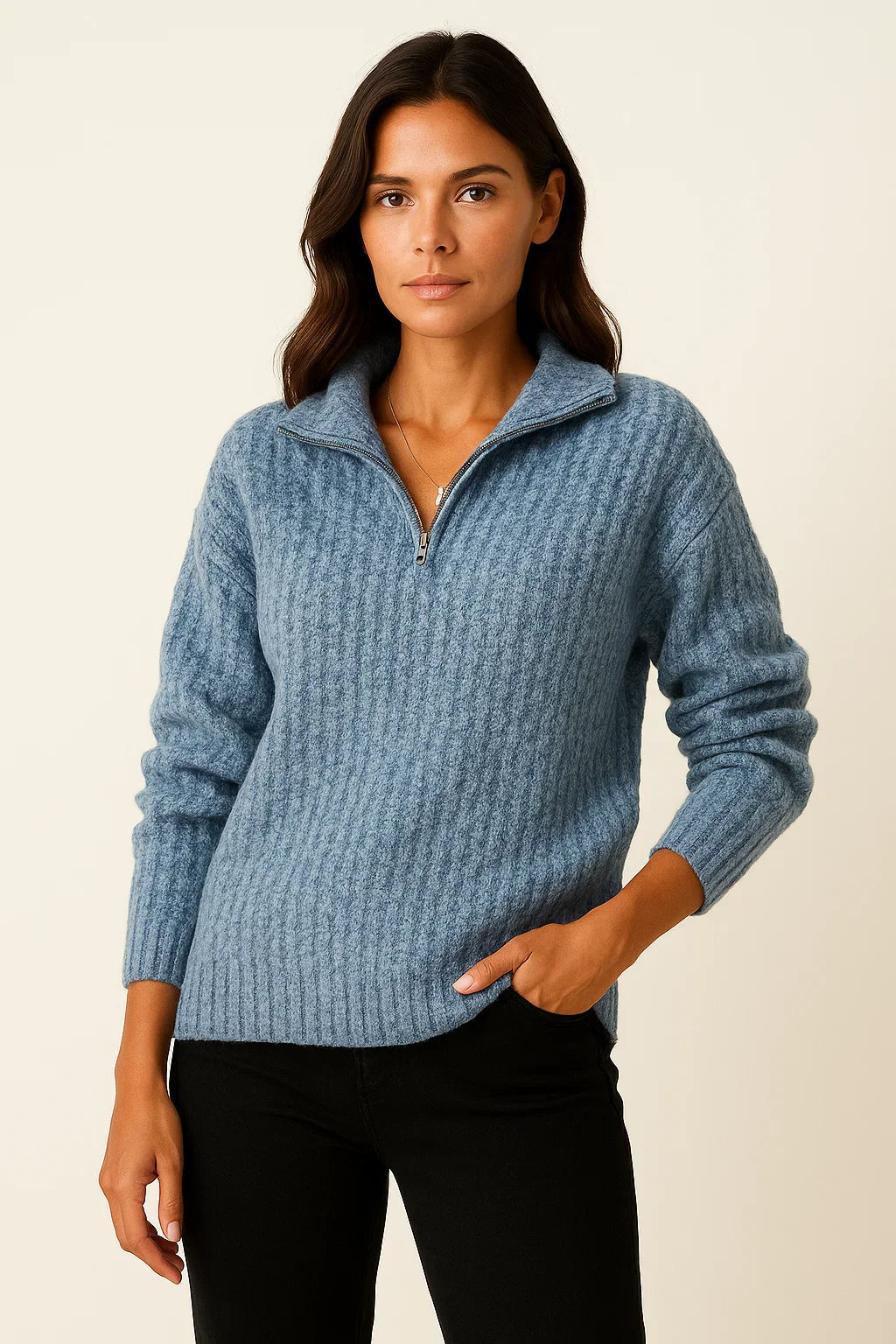 Women’s Half Zip Pullover – Casual Jumper with Long Sleeves 1