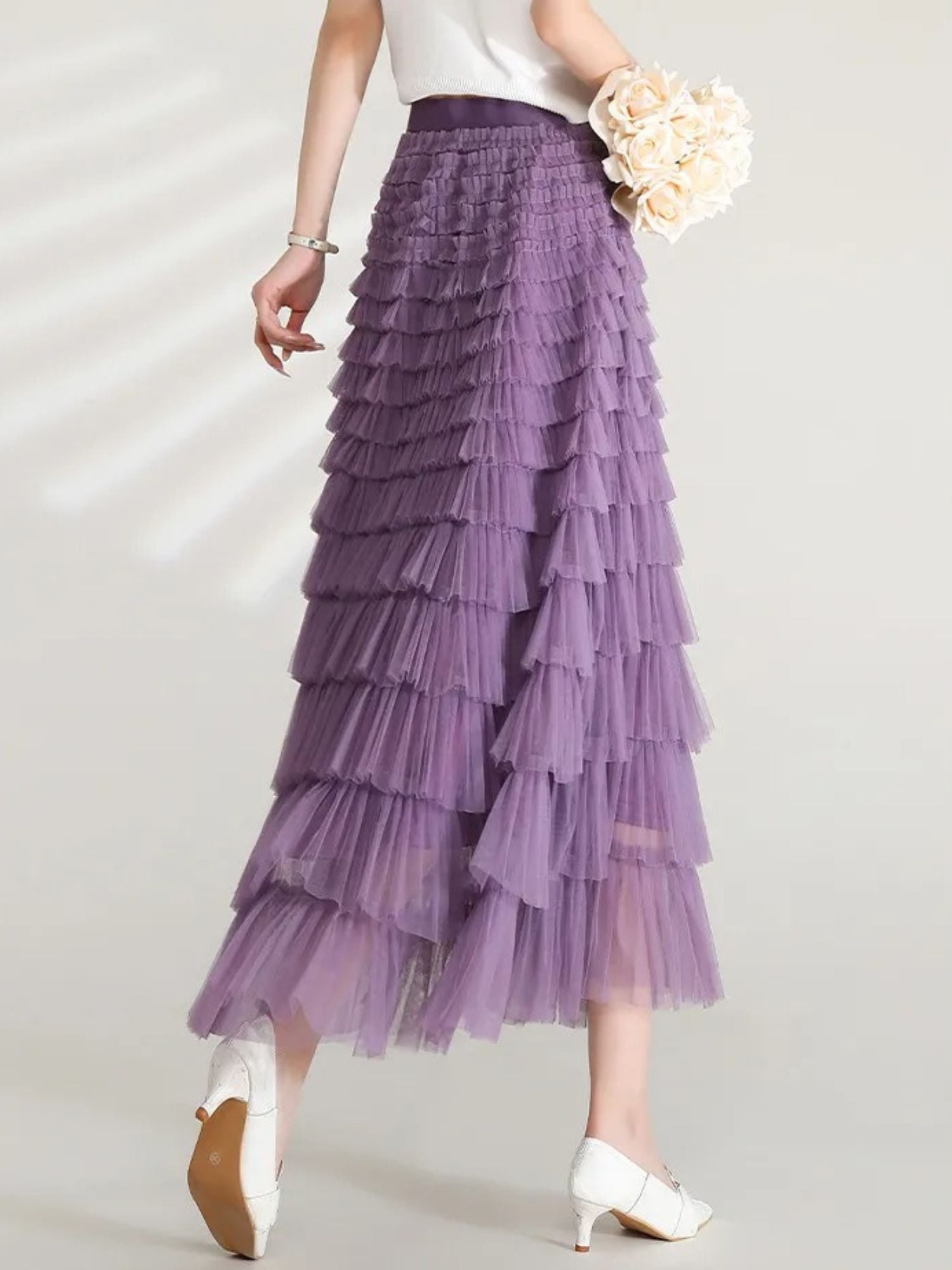 Women’s High-Waist Skirt with Tiered Layers
