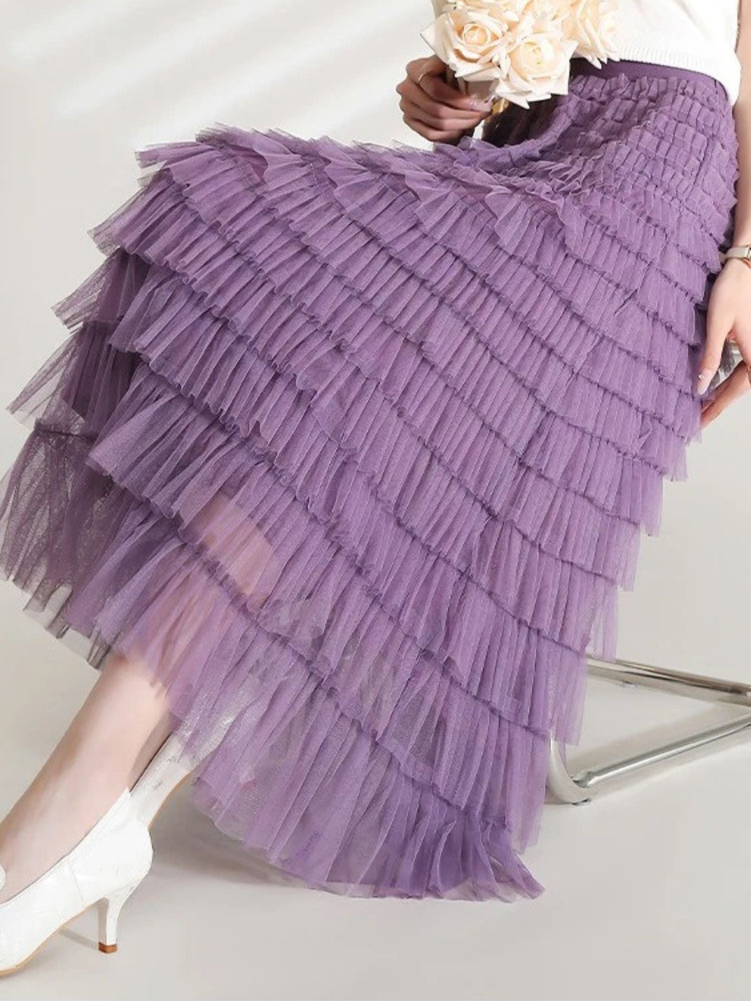 Women’s High-Waist Skirt with Tiered Layers